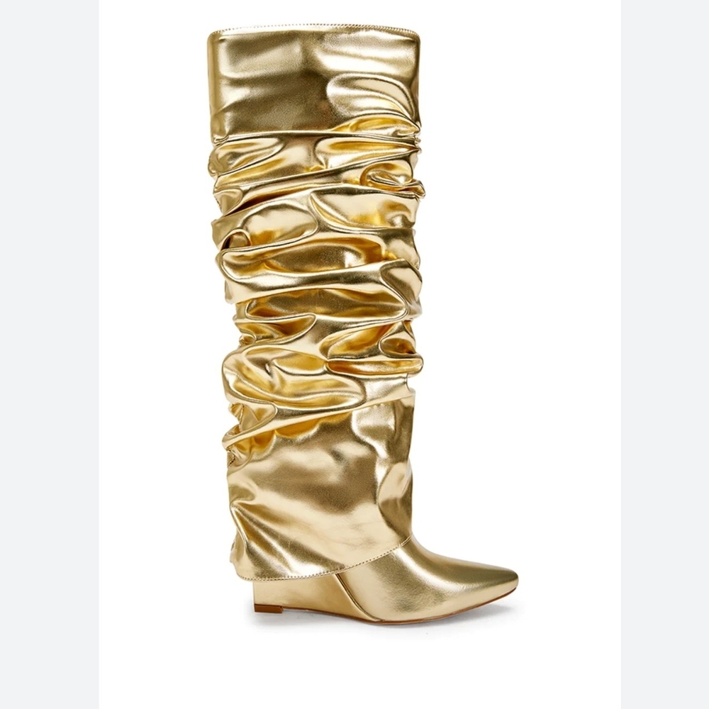 Azalea Wang Gold Boots - Picture 1 of 6